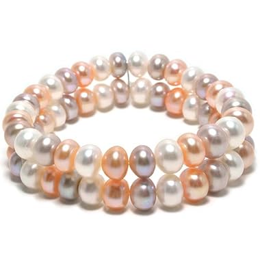 HinsonGayle Multicolor Double Strand 8-9mm Pearl Stretch Bracelet