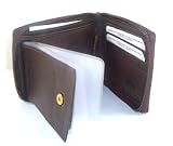 Mens Genuine Brown LEATHER ZIPPER Bifold Wallet and Credit Card Holder