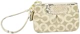 Coach Madison Op Art Small Wristlet Khaki Natural Python Trim