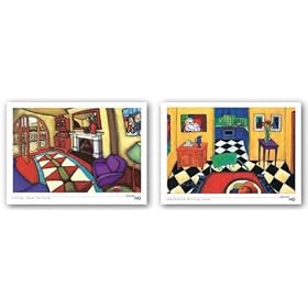 Living Room Terrace-Checkered Dining Room Set by Daniel Ng 36"x24" Art Print Poster