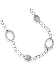 MMA Silver - 27 inch Textured Oval Link Necklace