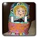 Jos Fauxtographee Realistic - A Russian Stacking Doll Painted as a Woman in Mint, Orange, and Pink - Light Switch Covers - double toggle switch