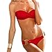 red Ultra Sexy Bikini Set /Twist Push Up bandeau swim top red S