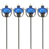 18 Mini Decorative Glass Garden Lamp Torches Blue 4 Pack