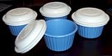 Tupperware Ultra 21 Ramekins, Set of 4 Custard Cups, Blue
