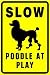 SLOW - POODLE AT PLAY caution dog pet sign
