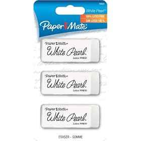 Paper Mate White Pearl Premium Erasers, 3 Erasers(70624)