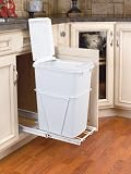 Rev-A-Shelf RV-12PB-LE Single 35 Quart Pull-Out Waste Container with Lid - Polymer-White