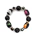 Music Theme Bracelet ; Silver Metal with black Beads; Piano, Violin, Trumpet and Dancer paintings; Stretches to Fit Most