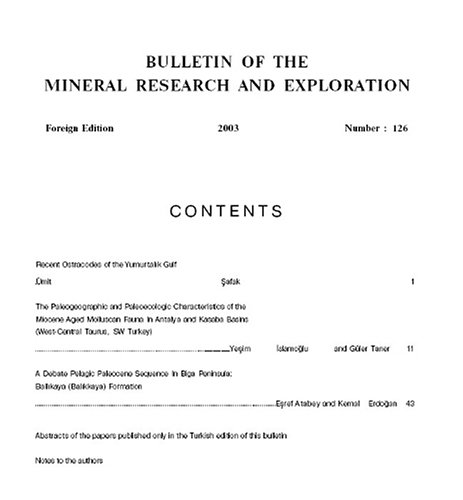 Magazines: Bulletin of the Mineral Research and Exploration