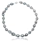 Dyed Gray Baroque Freshwater Cultured Pearl Necklace with Sterling Silver Clasp (11-12mm), 18"