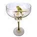 ArtisanStreet's Set of 4 Margarita Glasses. One of a Kind & Signed by Artisan. Each Glass Features a Beautiful, Hand Painted Green and Chartreuse Parrot.