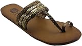 Yellow Box Shimmer Women's Black Bronze Flat Thong Sandals