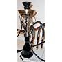 Black 3 Hose Hookah Shisha Nargila Pipe 19" Tall 63" Long Hoses + Tongs + 8 Total Garments. Hookah Smokes Great!