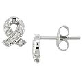 10K White Gold and Diamond Ribbon Earrings