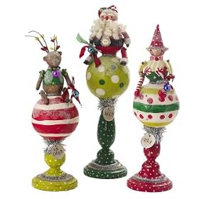 Penny Mcallister Elf, Mr. Deer and Jolly Finial Set 3. Paper Pulp.