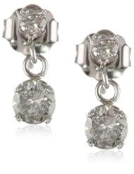 14k White Gold 2-Stone Diamond Drop Dangle Earrings (1/2 cttw, L-M color, I2-I3 clarity)