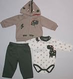 Mini Bean Infant Boys Dinosaur 3 Piece Clothing Set (3-6 Months)