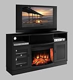 Contemporary 64" TV Console with Curved Electric Fireplace