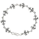 Sterling Silver Fleur De Lis Bracelet, 7/16" (11mm) wide