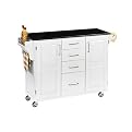Kitchen Cart with Granite Top - White/ Black (Large)