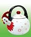 Unique Novelty Farm Animals Themed Rooster Chicken Design Whistling Enamel Coated Tea Kettle