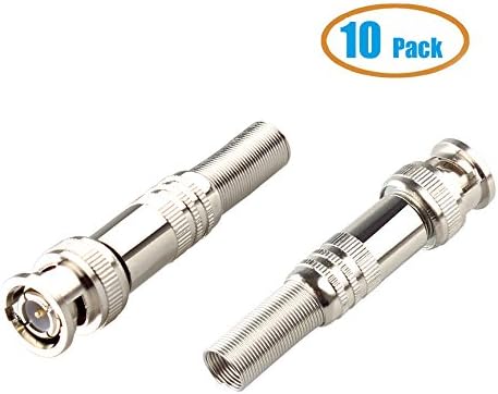 Woshida 10Pack BNC Male Plug Solderless Coupler Connector Adapter CCTV Camera Video Cable