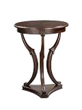 Accent End Table with Antique Brass Lion Head Handles in Brown Cherry Finish