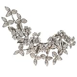 Lee Angel Silver Pav? Crystal Flower Branch Brooch