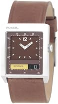 Fossil JR9527 Stainless Steel Gents Digital Seconds Brown Leather Strap Watch