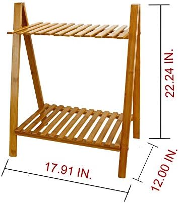 DWY Bamboo Two-shelf Storage Shelf/Two Tiered Garden Cart/Bamboo Corner Storage Shelf/Bamboo 2-Tier Shoe Shelf