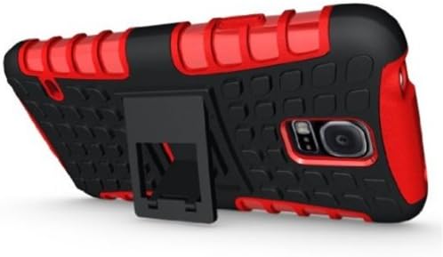 KINGCO Tough Rugged Dual Layer Protection Case Cover with Build in Stand for Galaxy S5 i9600/ Galaxy SV / Galaxy S V (2014) (Red)