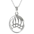 Rustic Bear Claw Paw Print Sterling Silver Necklace .925 Stamp Hypoallergenic Sturdy