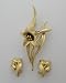 Estate Tiffany 18k Yellow Gold Earrings And Pin Set, Signed Jewelry
