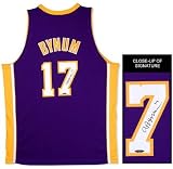 Andrew Bynum Autographed/Hand Signed Authentic Los Angeles Lakers Away Purple Jersey