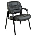 Visitor Chair with Leather Padded Arms - Black