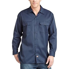 Buy Dickies Mens Long Sleeve Work Shirt, Navy, Large by Dickies