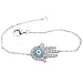 Tressa Sterling Silver Colorless Cubic Zirconia Blue Eye Hamsa Bracelet