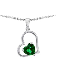 Original Star K (tm) 7mm Heart Shape Simulated Emerald Pendant in .925 Sterling Silver