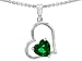 1.25 cttw 14k White Gold Plated 925 Sterling Silver and Simulated Heart Shape Emerald Pendant