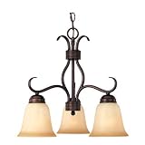 Maxim Lighting 10122WSOI Basix 3-Light Chandelier Down Light, Oil Rubbed Bronze with Wilshire Glass