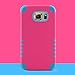 S6 Case, LK [Combo Armor] Hard PC Cover with Soft Silicone Case Hybrid Defender Shockproof Protective Case for Samsung Galaxy S6 [Hot Pink / Blue]