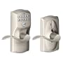 Schlage FE595 CAM 619 ACC Camelot Keypad Entry with Flex-Lock and Accent Levers, Satin Nickel