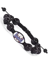 Swarovski Elements Buffalo Spirit Football & Onyx Macrame Bracelet