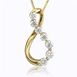 14k Yellow Gold 7 Stone Journey Diamond Pendant Necklace (G-H, SI-I, 0.40 carat)