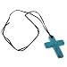 Magnesite Turquoise Cross Pendant with Black Adjustable Cord - Cross (75x55mm)