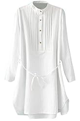 Long Sleeves Pleated Short Shift Spring Summer Polyester  Shirt  Dress