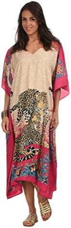 New Ladies Maxi Kaftan Kimono Leopard Print Long Dress Plus Size 18 20 22 24
