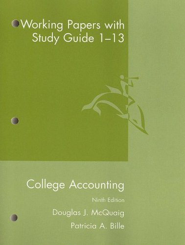 College Accounting Working Papers With Study Guide 1-13
