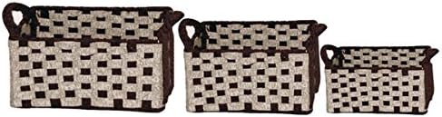 Wald Imports Two-toned Wool Felt Weave Baskets (Set of 3)